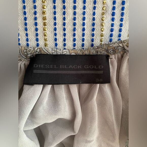 Diesel Black Gold Min Dress Gray Relaxed Paisley Peasant Bohemian Made Italy 38 - Picture 3 of 10